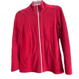 Tommy Bahama Women's Sweatshirt Aruba Full Zip Red Pockets Long Sleeve XXS Soft